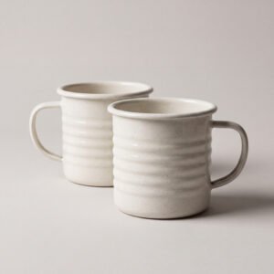 Corrugated Enamel Mugs, Set of 2